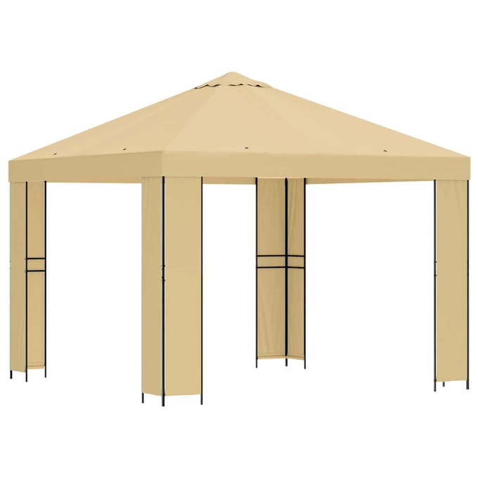 vidaXL - Prieel - 3 - x - 3 - m - Crèmekleurig - Polyester - en - Staal - 190 - gsm