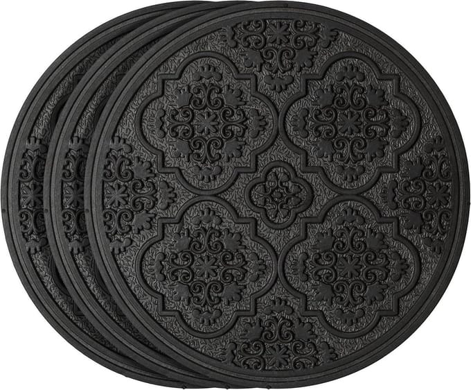 Sierstenen Tuin - Pad Stenen - Decoratief Pad - Gevulkaniseerd Rubber - Set van 3 - Zwart
