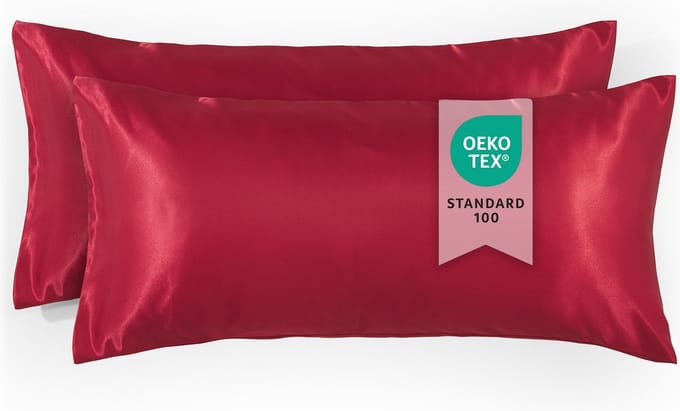 Blumtal Set van 2 Satijnen Kussenslopen - 50 x 70 cm - Kussensloop Satijn - Satijnen Kussensloop - Rood