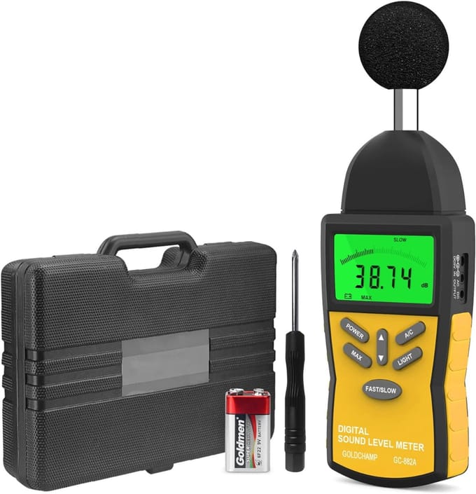 Professionele Decibelmeter - DB Meter - Geluidsmeter - Zwart en Geel