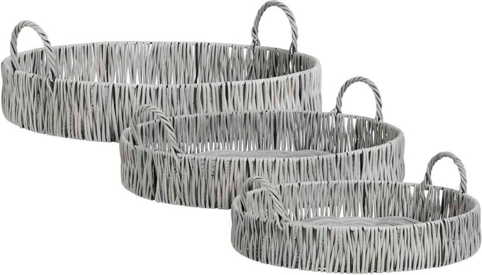 Mica Decorations Plateau Liam - 58x58x19 cm - Polyester - Grijs - Set van 3