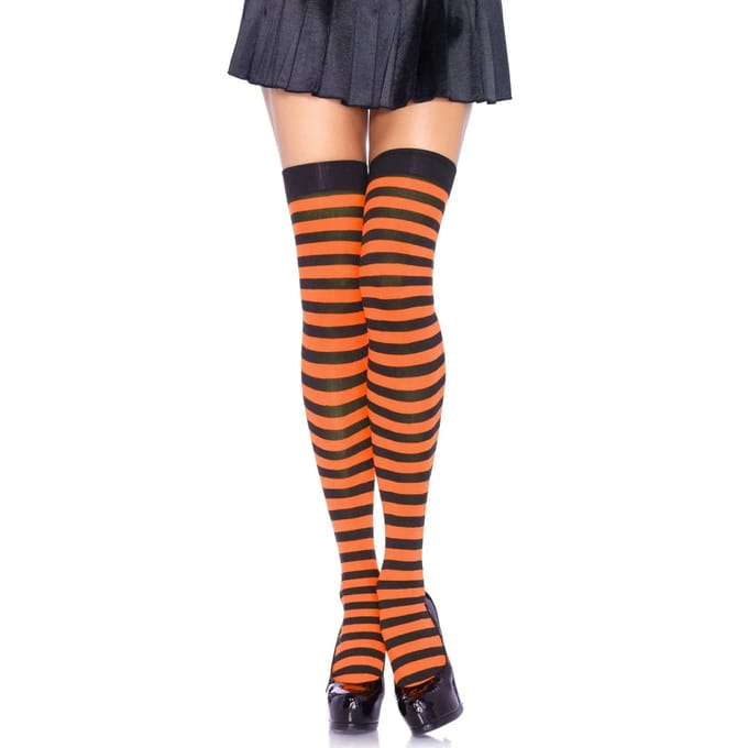 Vrouwelijke gestreepte nylon autofixerende panty's Leg Avenue