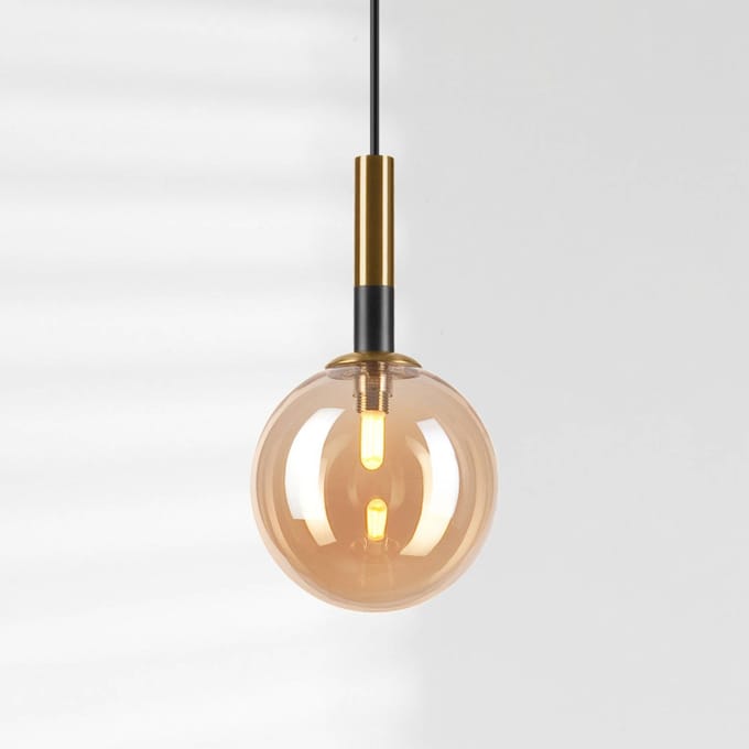 Lamkur Hanglamp Natalia, 1-lamp, glas, goud