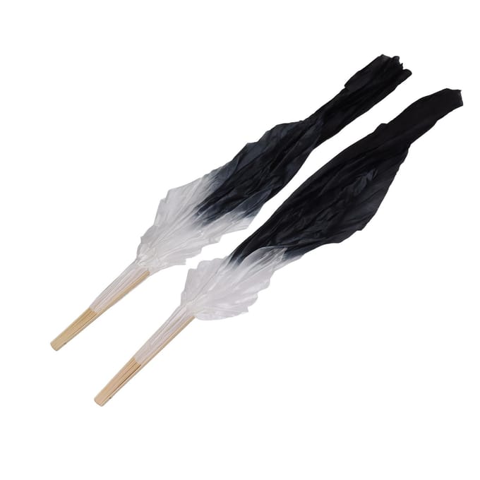 1 Paire Long Éventail de Danse Doux Bel Éventail de Danse Classique pour Performance d'Apprentissage de Danse du Ventre 1,5 m Gris et Noir white