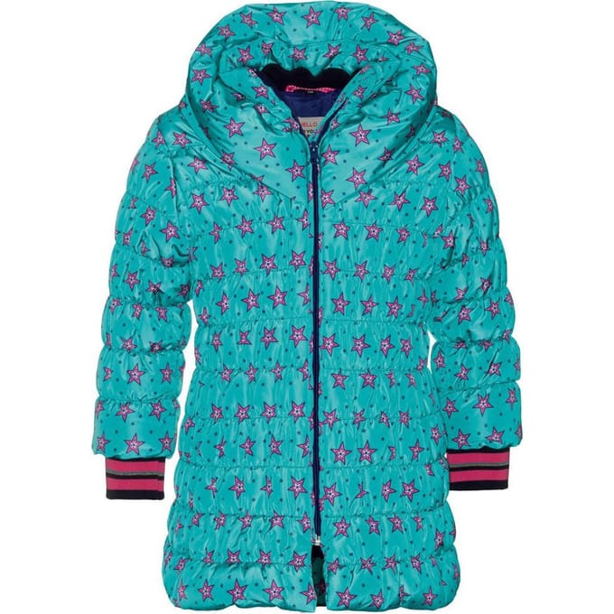 Mim-pi - Maat 122 - Meisjes Jas - Turkoois met multicolor