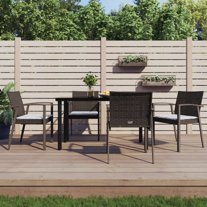 vidaXL - 5-delige - Tuinset - met - kussens - poly - rattan - en - staal