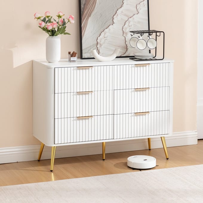 MODFU - Ladekast Met 6 Lades En Zachtsluitende Geleiders - Modern - MDF - Wit