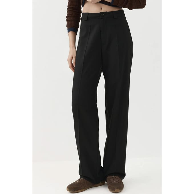 Rechtingspijpen Broek met Normale Taille en Knopsluiting