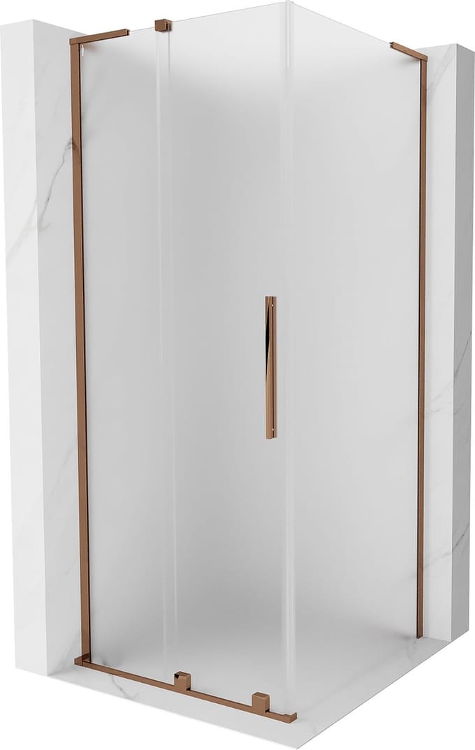 Mexen Velar L douchecabine schuifdeur 100 x 100 , matglas, roségoud - 871-100-100-33-60