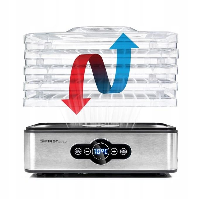TZS First Austria Voedseldroger - 240W - 5 Laags - 35°C tot 70°C - LCD Display - BPA-vrij - Timer