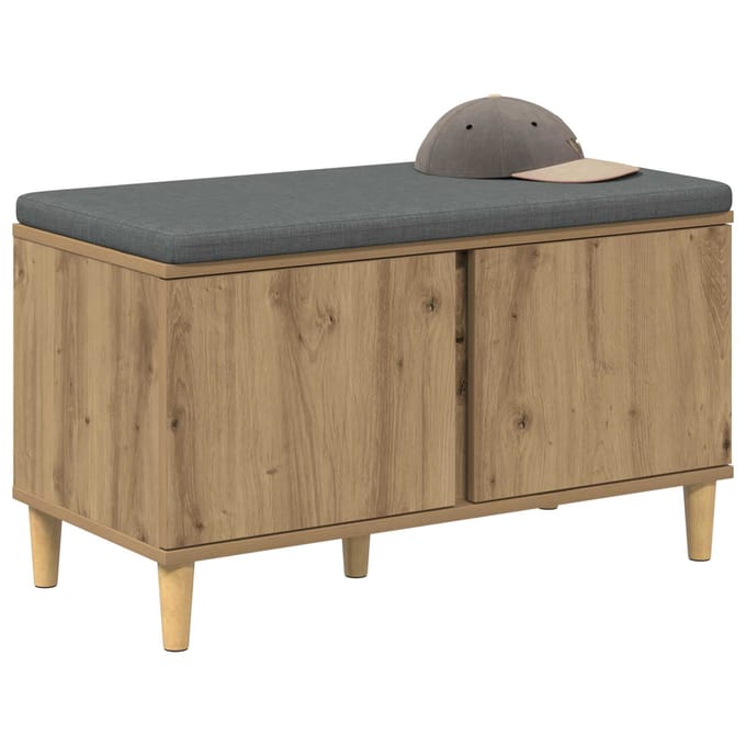 vidaXL - Hallenbank - Artisan - Eik - 80 - x - 38 - x - 46 - cm - Geengineerd - Hout - en - Stof
