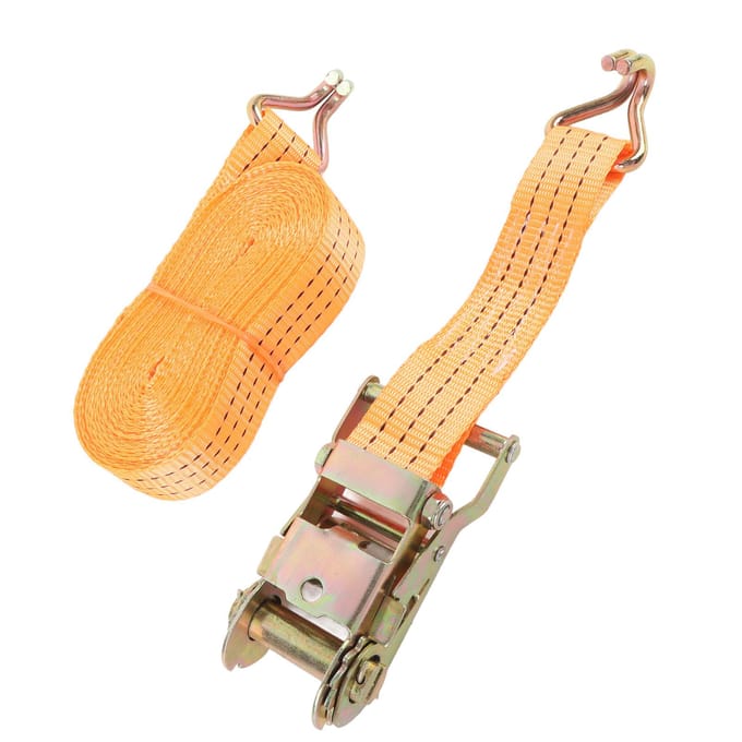 2 Sangles Robuste 8MX35MM Orange Sangles d'Arrimage de Charge Tendeur à Cliquet 1,5 Pouce avec 2 J beige