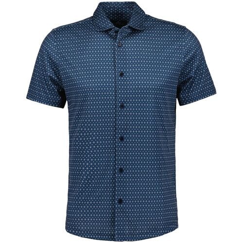 Ragman Overhemd Soft Knit Abstract Diamond Pattern Blauw-Beige / male