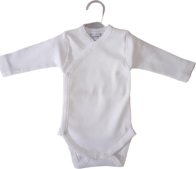 Babidu Romper/Body | Wit | Gehaakt Randje | Overslag | 1157ML | 3 maand | maat 62