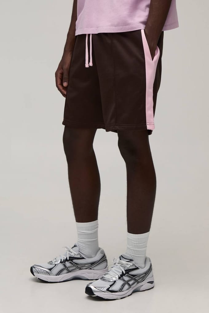 Regular Fit Gestreepte Tricot Jersey Short | Chocolate | Size Small