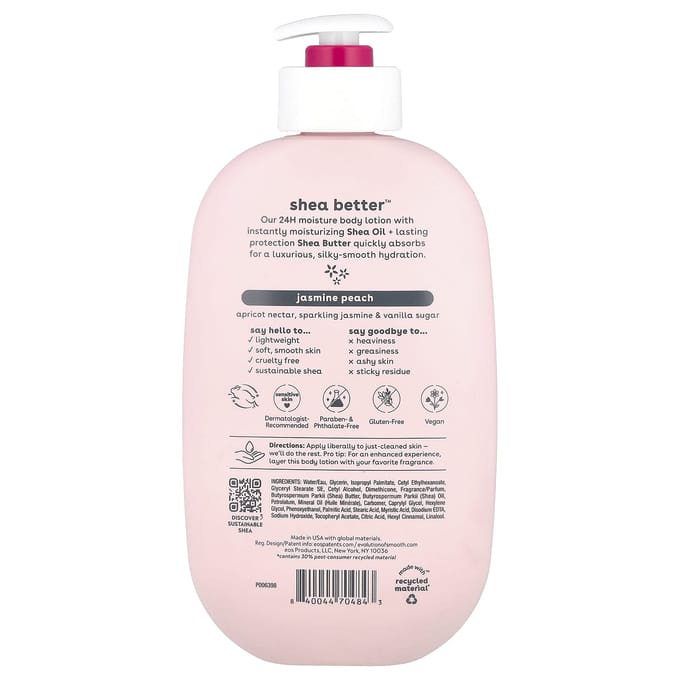 Shea Better™, 24H Hydratatie, Bodylotion, Jasmijn Perzik, 473 ml (16 fl oz) white