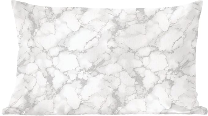 Sierkussens - Kussentjes Woonkamer - 60x40 cm - Wit - Marmer - Grijs