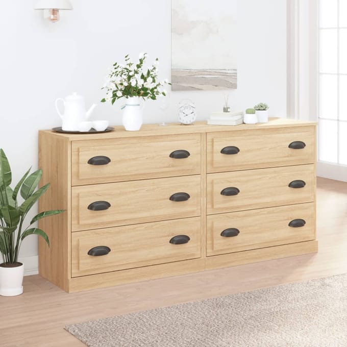 vidaXL - Dressoirs - 2 - st - bewerkt - hout - sonoma - eikenkleurig