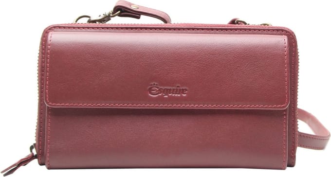Esquire Leren Portemonnee Telefoontasje Peru Phone Wallet Bag Red Wijnrood