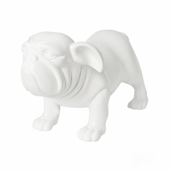 Decoratieve hond Spike in wit gemaakt van robuuste vezelplaat, maat S - E2231-S1-W