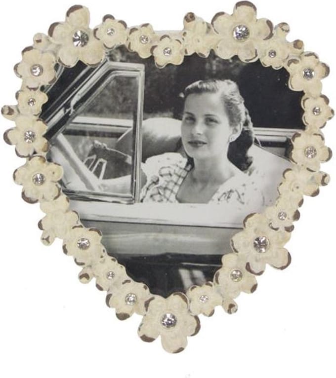 AL - Fotolijst - Hartvorm - Antiek Wit - 9 x 9 cm