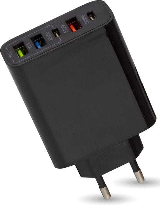 Nuvance USB C Adapter - 5 Poorten - USB Stekker - USB Oplader - Geschikt voor iedere USB Kabel - Zwart