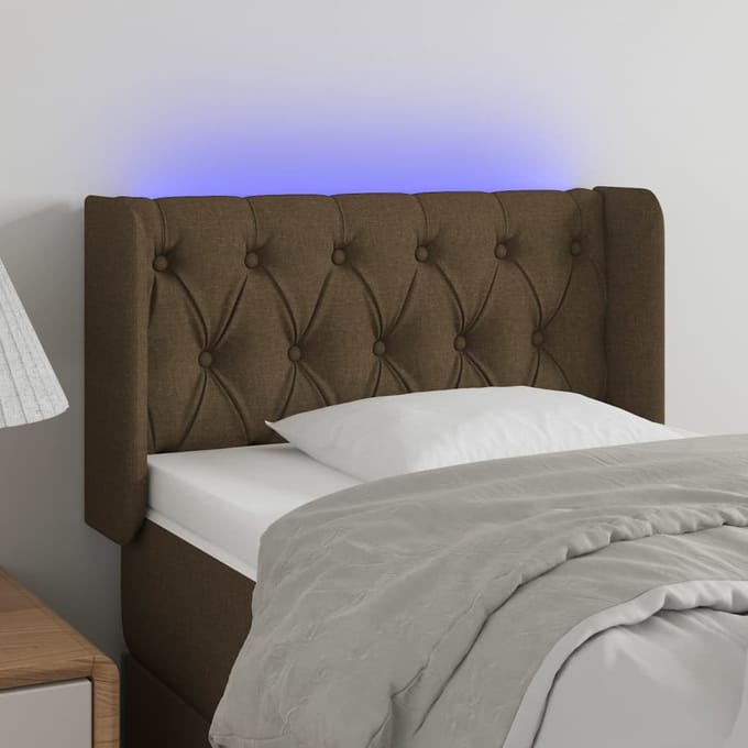 vidaXL - Hoofdbord - LED - 83x16x78/88 - cm - stof - donkerbruin