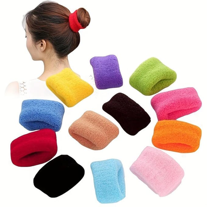 Élastiques à Cheveux Tricotés Épais Supports de Queue de Cheval Élastiques Accessoires Élégants de Coiffure Pour Femmes et Usages Quotidiens 6PCS black