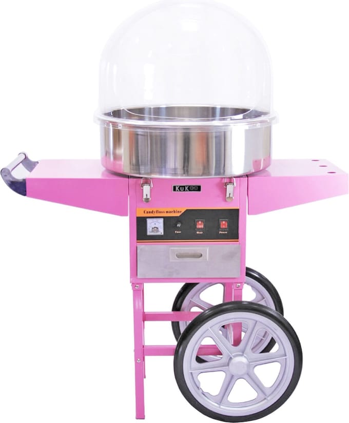 Suikerspinmachine karset - roze - 50cm - plexiglas koepel