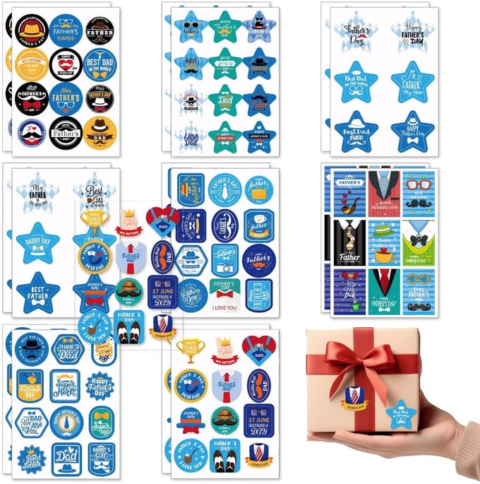Dailygoods - 162 Stuks Vaderdag Stickers met Lieve Ontwerpen
