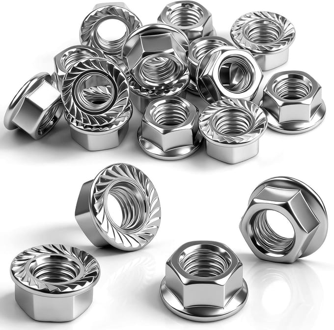 Flensmoeren met Locking Teeth M6 - Set van 100 Stuks voor Bevestiging en Montage