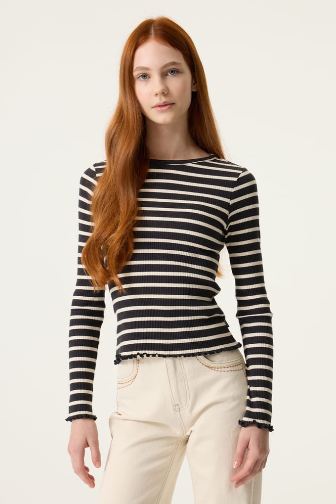 GARCIA Meisjes Effen T-shirt Zwart Lange mouw