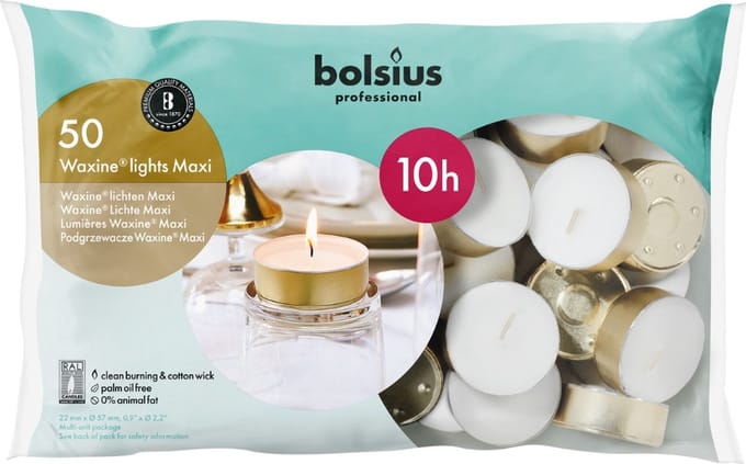 Bolsius Professional - Maxi - Theelichten - 50 stuks per verpakking - Goud - Zak