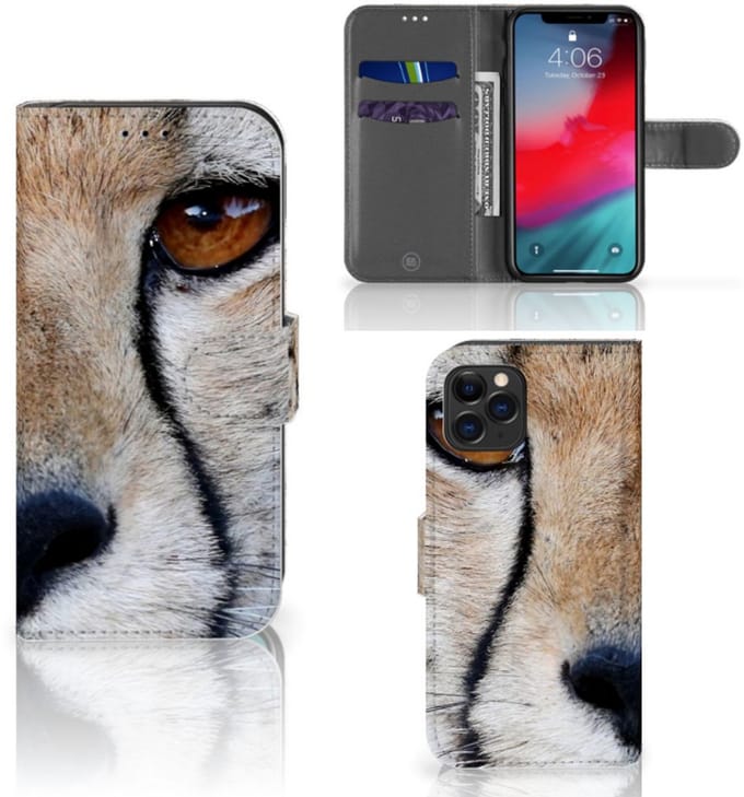 Boekhoesje voor Apple iPhone 11 Pro Telefoonhoesje met Pasjes Cheetah