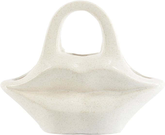 HomeBound by KY | Aardewerk vaas lips beige | bloemenvaas | 25x8x20cm