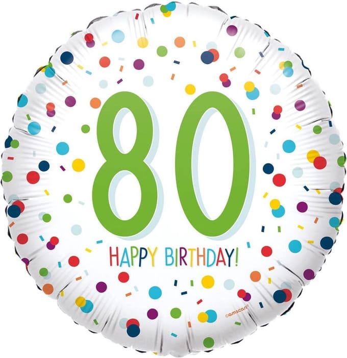 Amscan Folieballon Confetti Bday 80 43 Cm Wit
