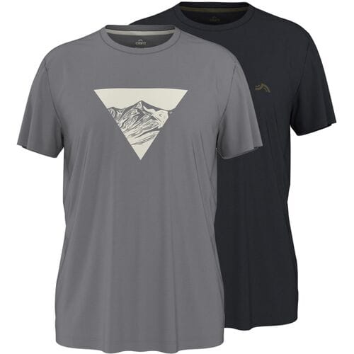 CRIVIT Set van 2 heren sportshirts met UV-bescherming 50+ (Zwart/grijs, M)