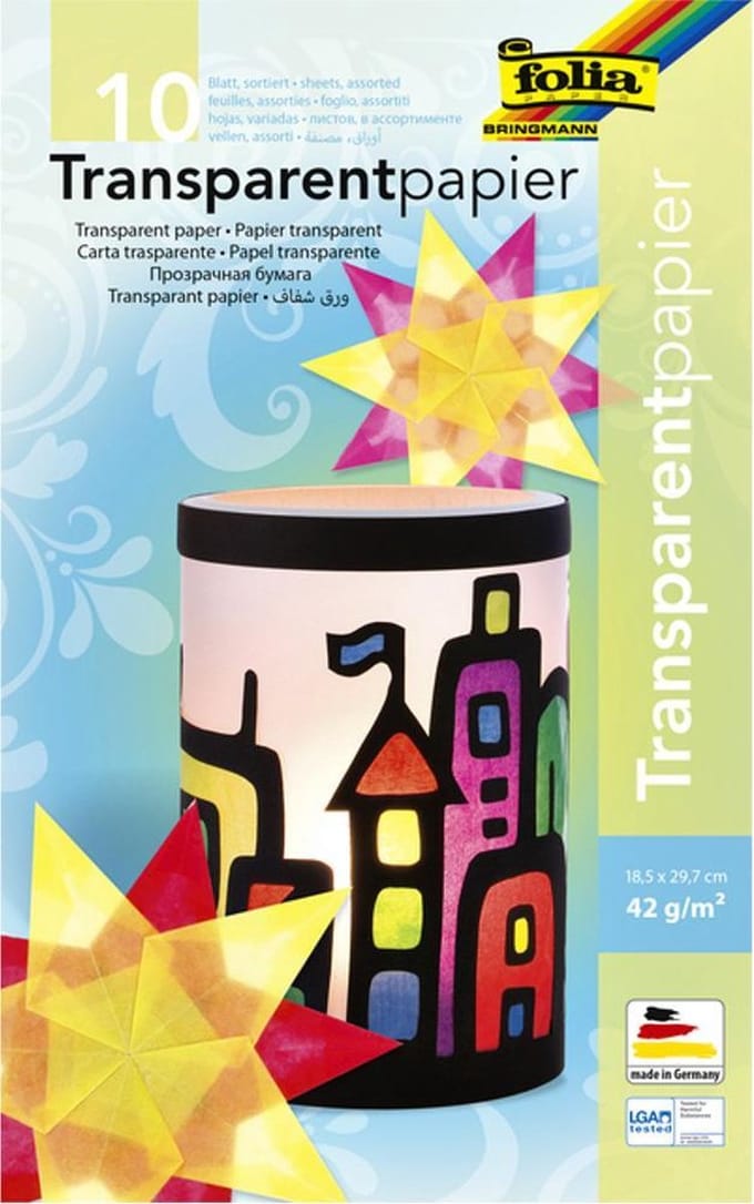Folia 10 velletjes A4 gekleurd transparant papier - Knutselpapier
