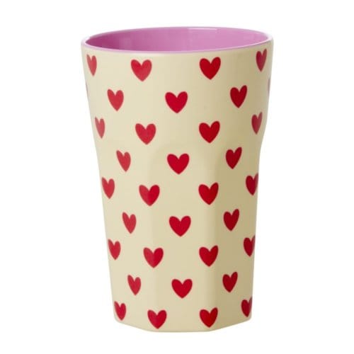 Rice melamine beker groot darling hearts creme
