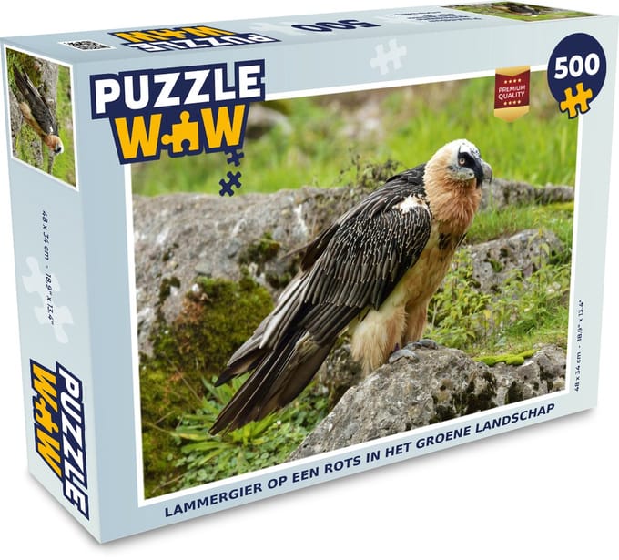 Puzzel Lammergier op een rots in het groene landschap - Legpuzzel - Puzzel 500 stukjes