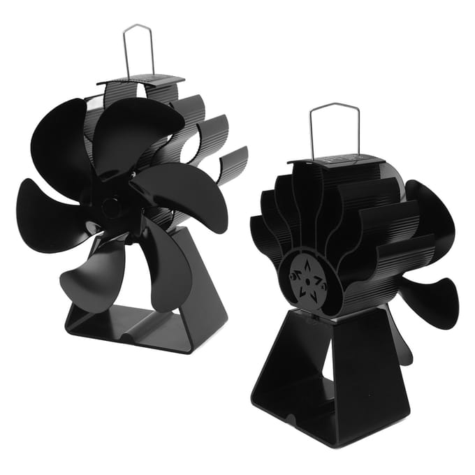 Open haard Kachelventilator 6 Bladen Stil Hittebestendig Hitteaangedreven Kachelventilator voor Houtblokken black