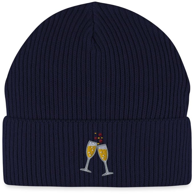 Geborduurde Champagneglazen Uniseks Bio Fisherman Beanie