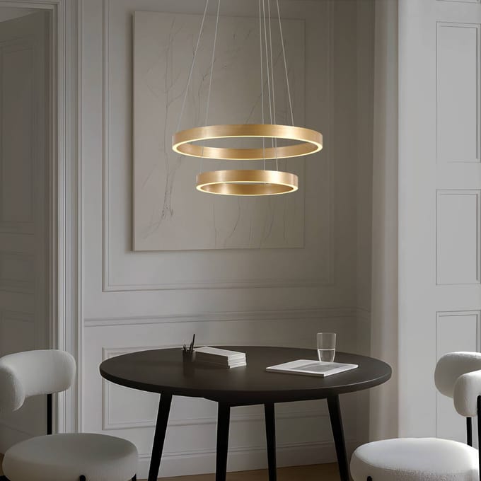 Lucande - Hanglampen- met dimmer - CCT - 2lichts - Metaal, siliconen - H: 4.5 cm - goud, wit - Inclusief lichtbronnen