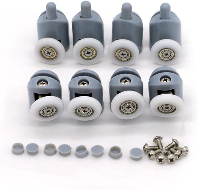Allecta - Set van 8 douchedeurwieltjes - Vervangende onderdelen - Diameter 23 mm