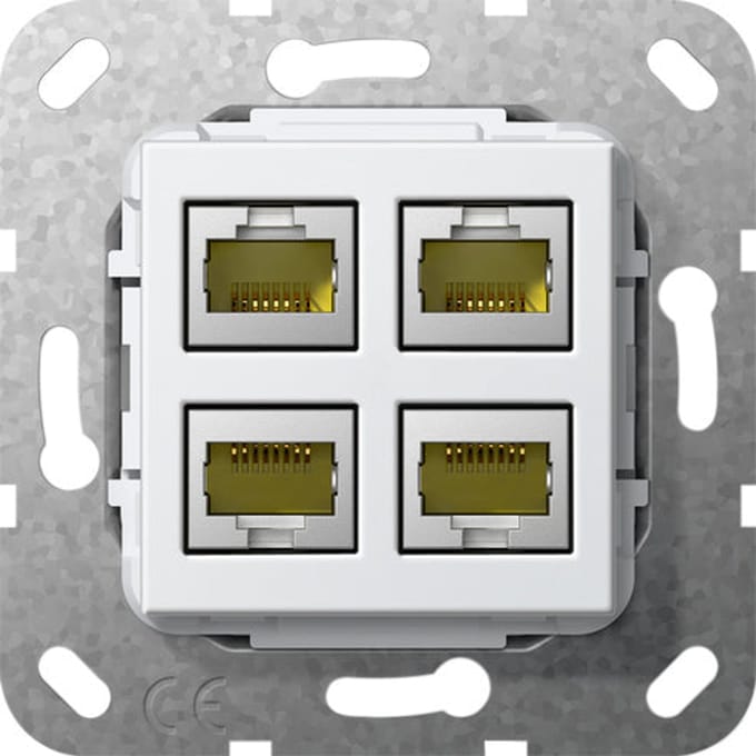 Gira 4-Poorts Cat 6A RJ45 Modulaire Jack 10GB Basis Eenheid - 569903
