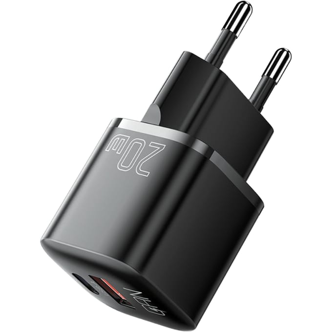 Essager 20W USB-A + USB-C Compact Power Adapter Zwart