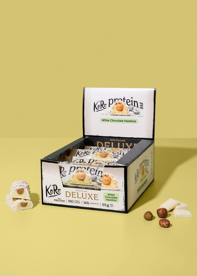 Protein bar deluxe white chocolate hazelnut 12 x 55 g