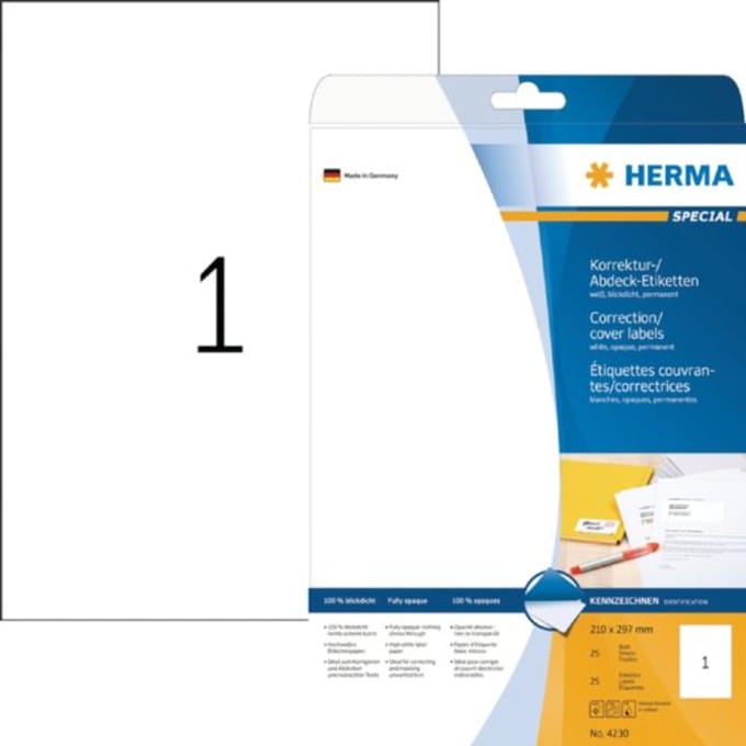 Herma printeretiketten Labels white correction/cover 210x297 SuperPrint