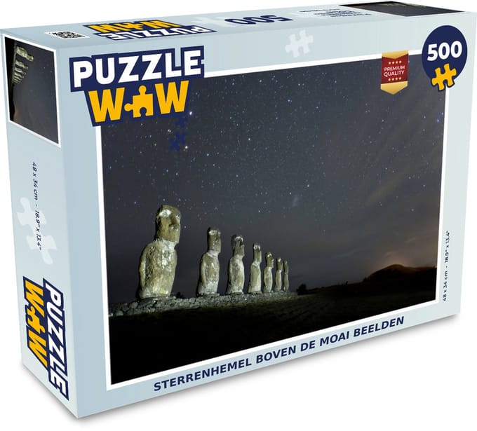 Puzzel Sterrenhemel boven de Moai beelden - Legpuzzel - Puzzel 500 stukjes
