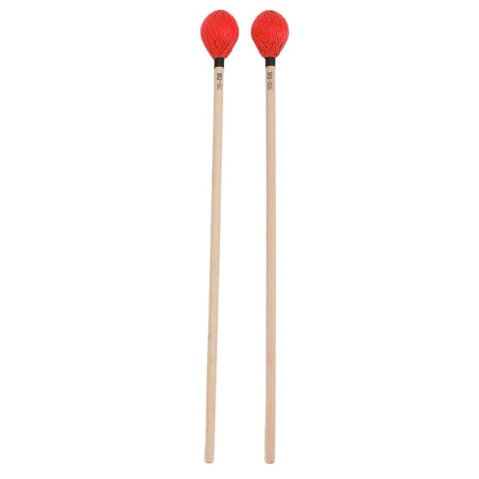 1 Paire de Maillets de Marimba Tête en Fil Dur Moyen avec Manche en Érable pour Jeu de Percussions MQ?06Rouge bleu